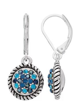 Sterling Silver Blue Crystal Drop Earrings